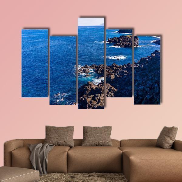 Tenerife Black Beach In Spain Canvas Wall Art-5 Pop-Gallery Wrap-47" x 32"-Tiaracle