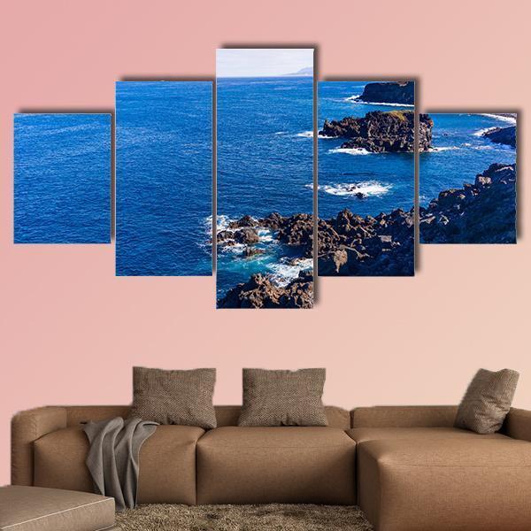 Tenerife Black Beach In Spain Canvas Wall Art-5 Star-Gallery Wrap-62" x 32"-Tiaracle