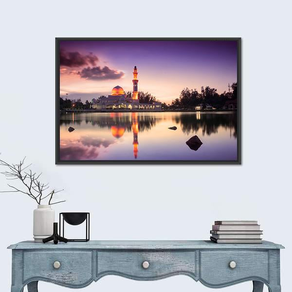 Tengku Zaharah Mosque Canvas Wall Art-3 Horizontal-Gallery Wrap-25" x 16"-Tiaracle