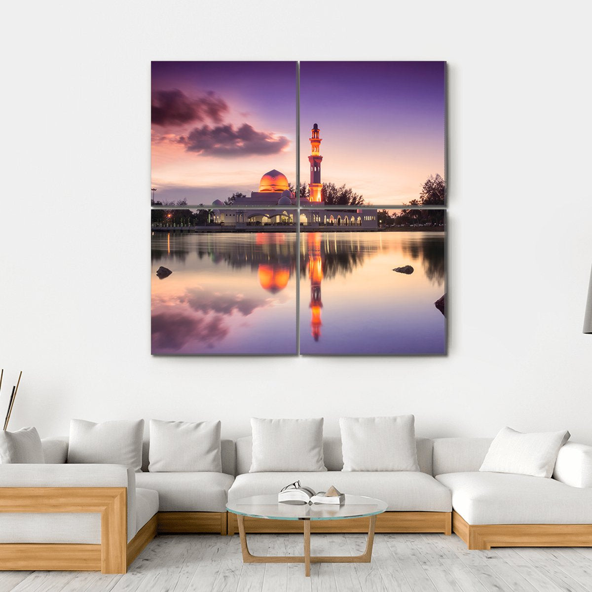 Tengku Zaharah Mosque Canvas Wall Art-4 Square-Gallery Wrap-17" x 17"-Tiaracle