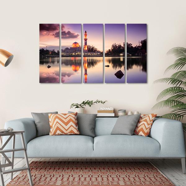 Tengku Zaharah Mosque Canvas Wall Art-5 Horizontal-Gallery Wrap-22" x 12"-Tiaracle