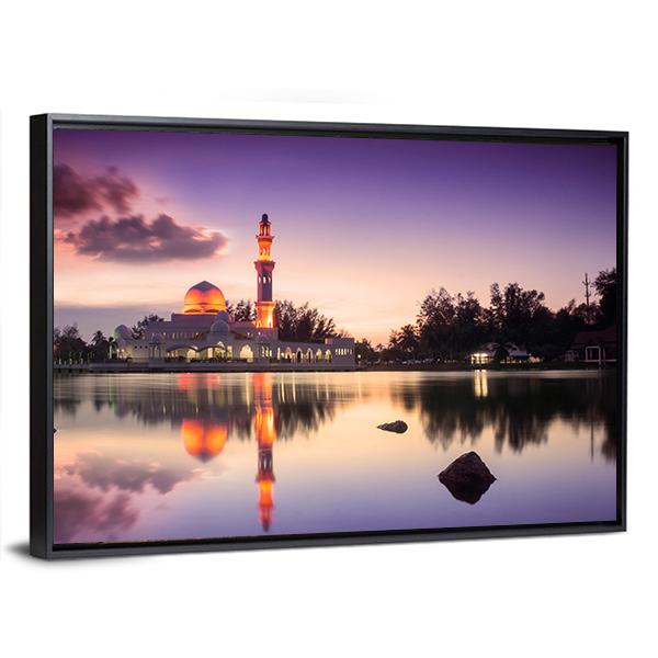 Tengku Zaharah Mosque Canvas Wall Art-3 Horizontal-Gallery Wrap-25" x 16"-Tiaracle