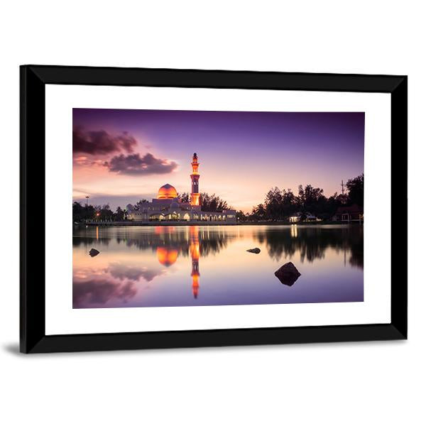 Tengku Zaharah Mosque Canvas Wall Art-3 Horizontal-Gallery Wrap-25" x 16"-Tiaracle