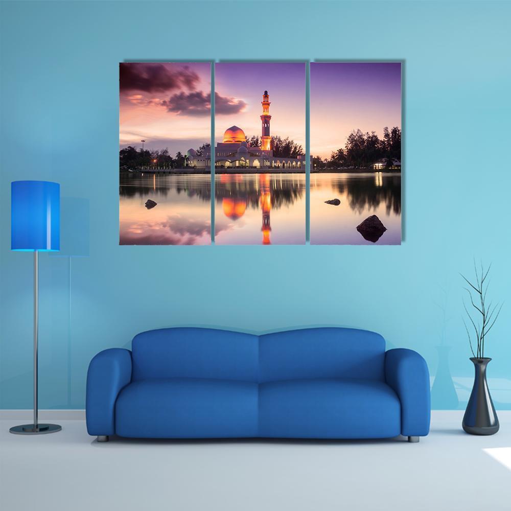 Tengku Zaharah Mosque Canvas Wall Art-3 Horizontal-Gallery Wrap-37" x 24"-Tiaracle
