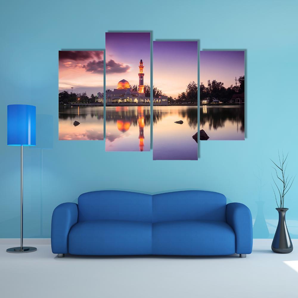 Tengku Zaharah Mosque Canvas Wall Art-4 Pop-Gallery Wrap-50" x 32"-Tiaracle
