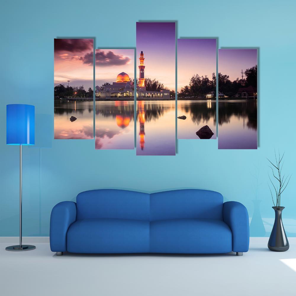 Tengku Zaharah Mosque Canvas Wall Art-5 Pop-Gallery Wrap-47" x 32"-Tiaracle
