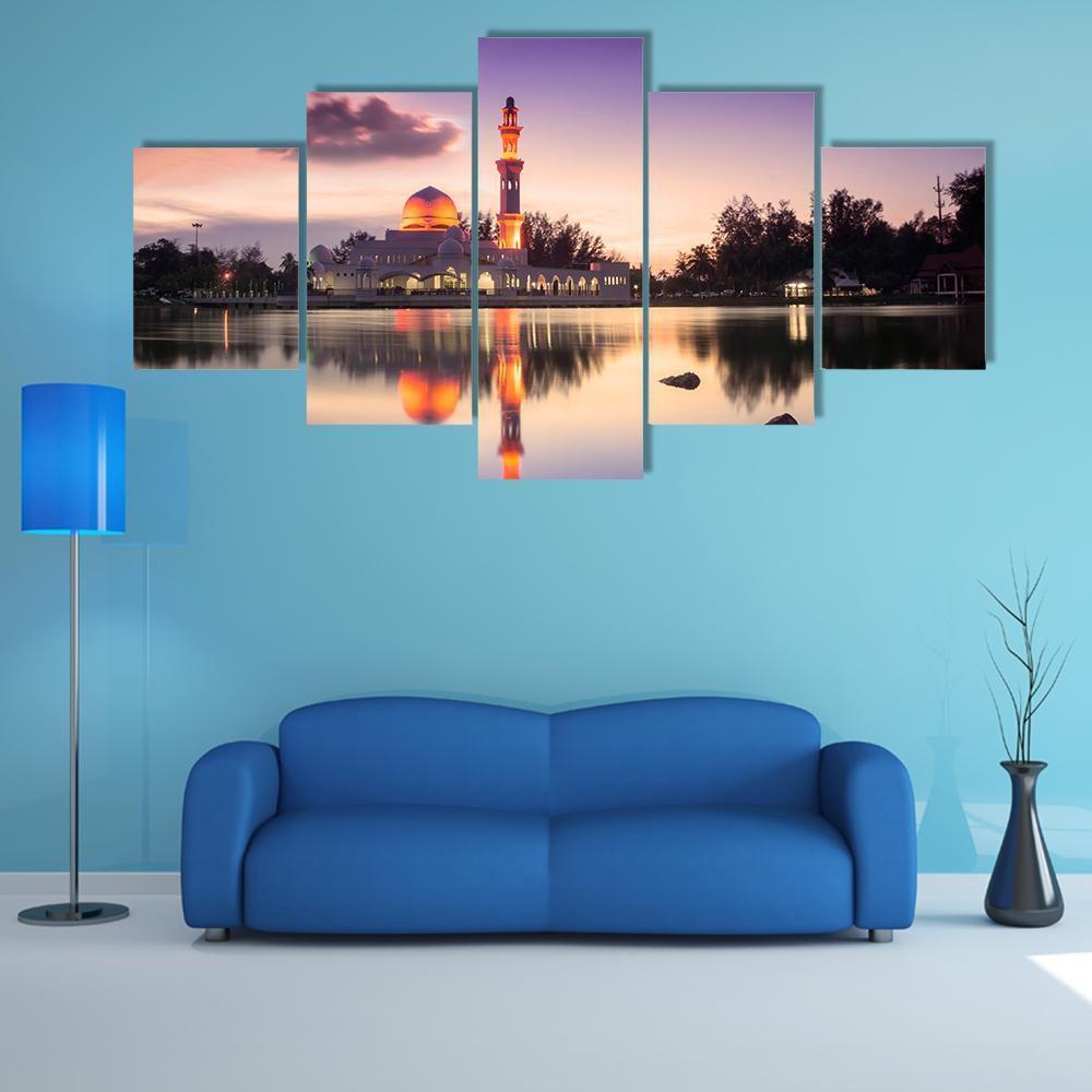 Tengku Zaharah Mosque Canvas Wall Art-5 Star-Gallery Wrap-62" x 32"-Tiaracle