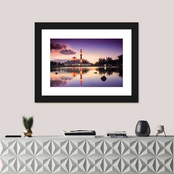 Tengku Zaharah Mosque Panoramic Canvas Wall Art-1 Piece-36" x 12"-Tiaracle