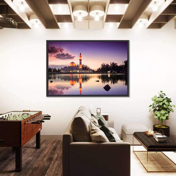 Tengku Zaharah Mosque Panoramic Canvas Wall Art-1 Piece-36" x 12"-Tiaracle