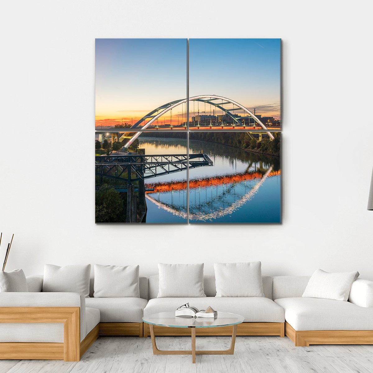 Tennessee Downtown Skyline Canvas Wall Art-4 Square-Gallery Wrap-17" x 17"-Tiaracle