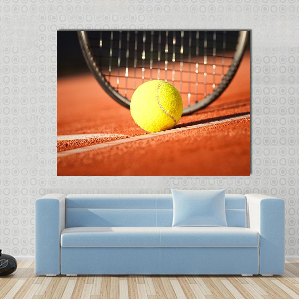 Tennis Ball & Racket Canvas Wall Art-3 Horizontal-Gallery Wrap-37" x 24"-Tiaracle