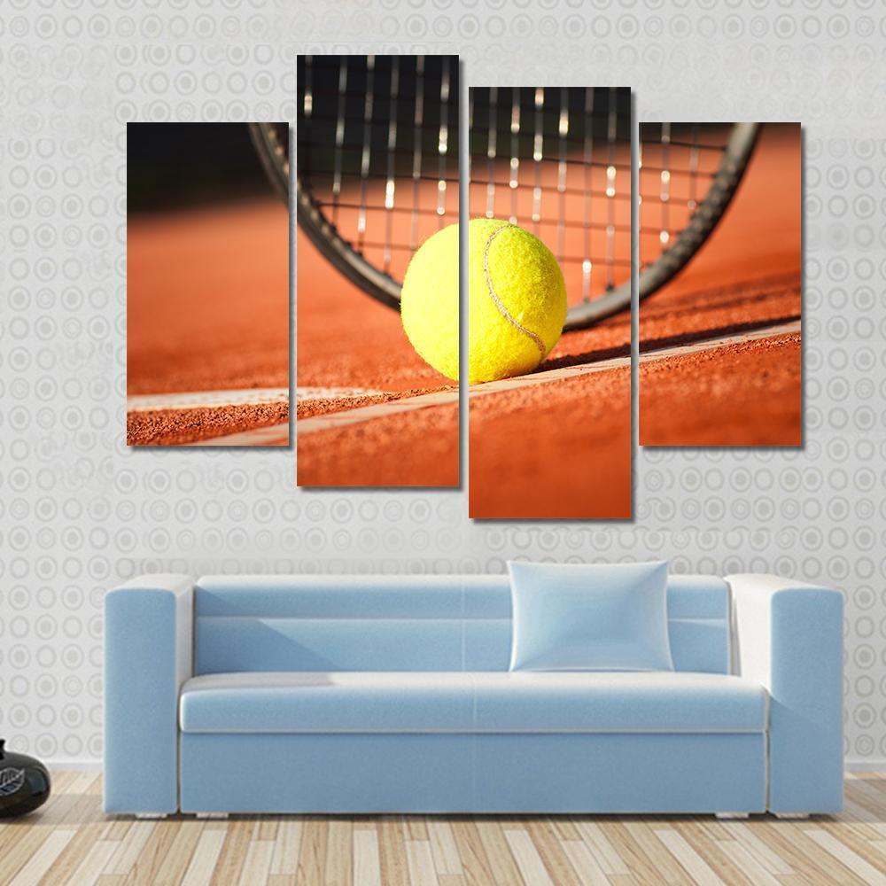 Tennis Ball &amp; Racket Canvas Wall Art-4 Pop-Gallery Wrap-50" x 32"-Tiaracle