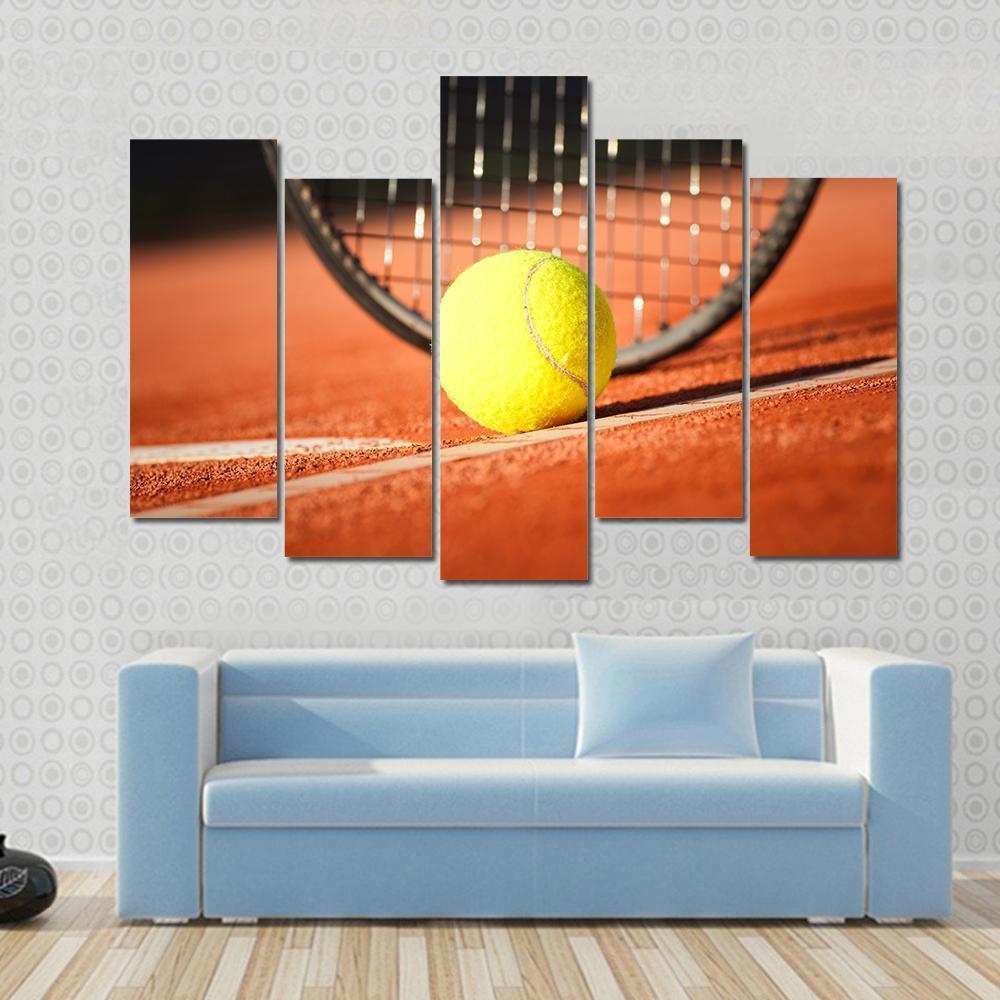 Tennis Ball &amp; Racket Canvas Wall Art-5 Pop-Gallery Wrap-47" x 32"-Tiaracle