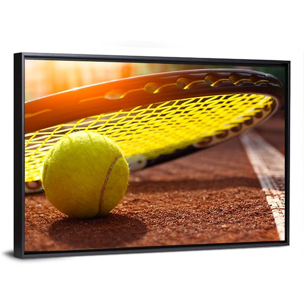 Tennis Ball On A Tennis Court Canvas Wall Art-3 Horizontal-Gallery Wrap-25&quot; x 16&quot;-Tiaracle