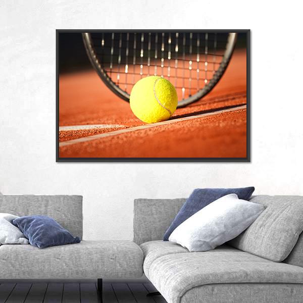 Tennis Ball &amp; Racket Canvas Wall Art-1 Piece-Floating Frame-24" x 16"-Tiaracle