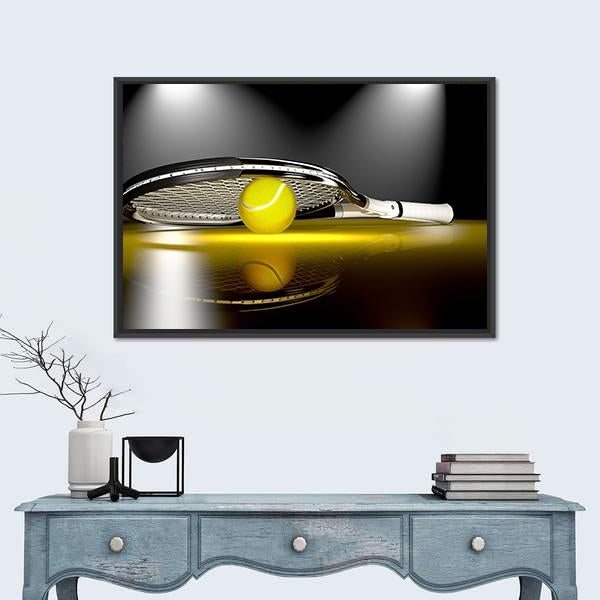 Tennis Ball Under Racket Canvas Wall Art-3 Horizontal-Gallery Wrap-25&quot; x 16&quot;-Tiaracle