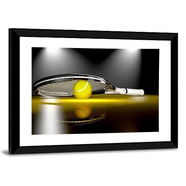 Tennis Ball Under Racket Canvas Wall Art-3 Horizontal-Gallery Wrap-25&quot; x 16&quot;-Tiaracle