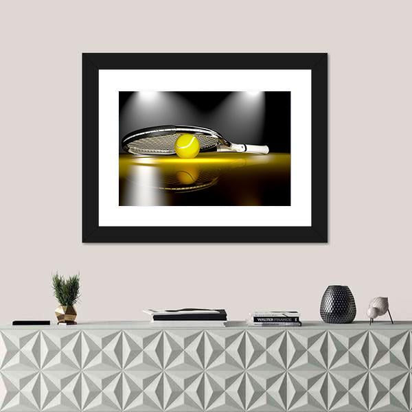 Tennis Ball Under Racket Panoramic Canvas Wall Art-1 Piece-36" x 12"-Tiaracle