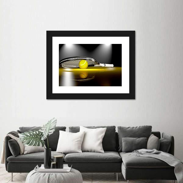 Tennis Ball Under Racket Panoramic Canvas Wall Art-1 Piece-36" x 12"-Tiaracle