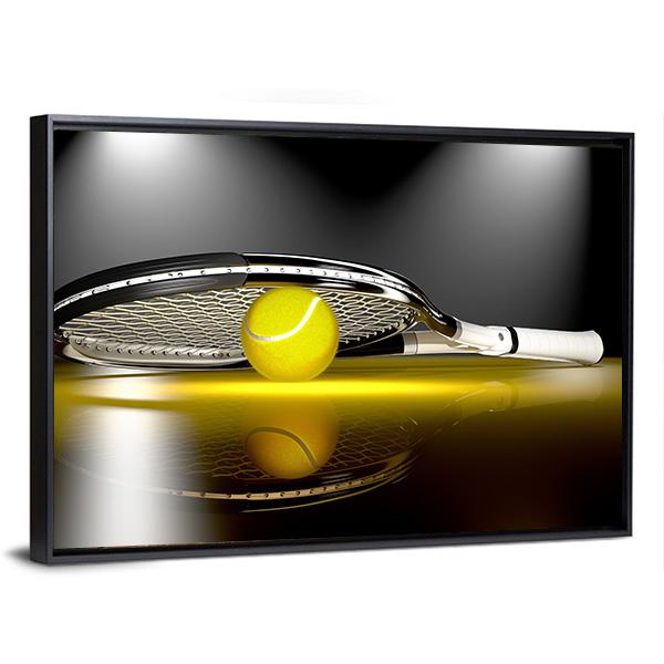 Tennis Ball Under Racket Panoramic Canvas Wall Art-1 Piece-36" x 12"-Tiaracle