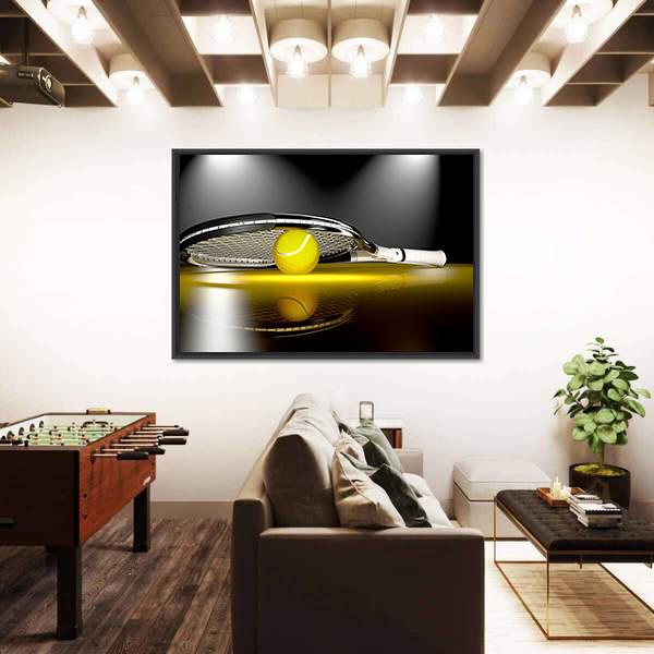 Tennis Ball Under Racket Panoramic Canvas Wall Art-1 Piece-36" x 12"-Tiaracle