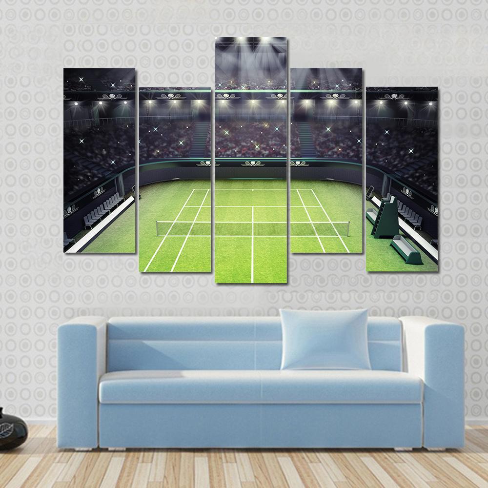 Tennis Stadium Canvas Wall Art-5 Pop-Gallery Wrap-47&quot; x 32&quot;-Tiaracle