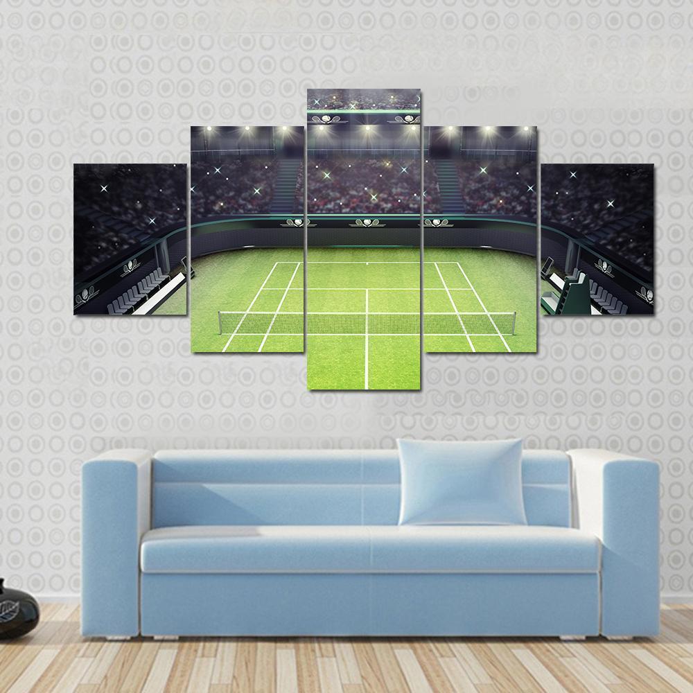Tennis Stadium Canvas Wall Art-5 Star-Gallery Wrap-62&quot; x 32&quot;-Tiaracle