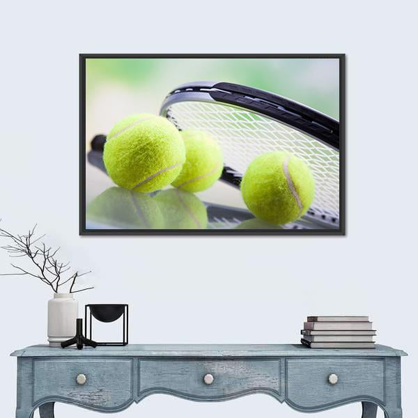 Tennis Racket &amp; Ball Canvas Wall Art-3 Horizontal-Gallery Wrap-25&quot; x 16&quot;-Tiaracle
