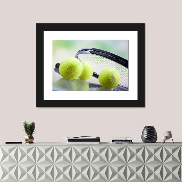 Tennis Racket &amp; Ball Canvas Wall Art-3 Horizontal-Gallery Wrap-25&quot; x 16&quot;-Tiaracle