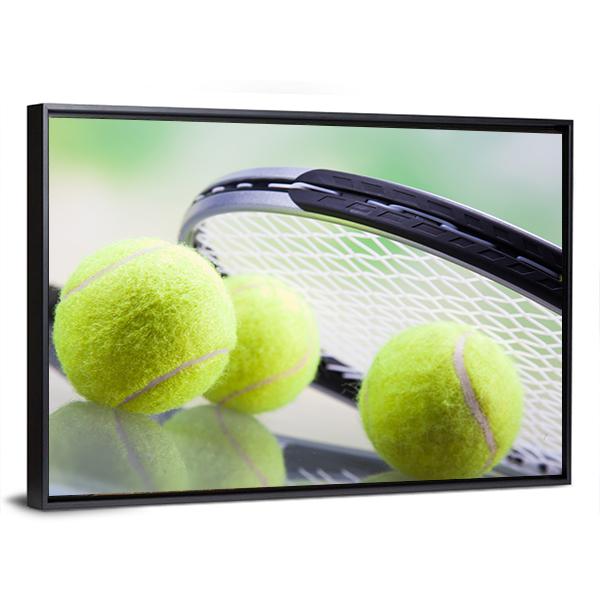 Tennis Racket &amp; Ball Canvas Wall Art-3 Horizontal-Gallery Wrap-25&quot; x 16&quot;-Tiaracle