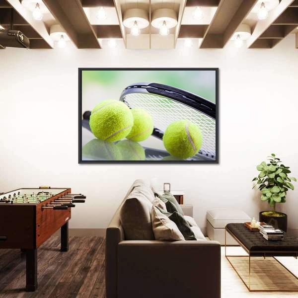 Tennis Racket &amp; Ball Canvas Wall Art-3 Horizontal-Gallery Wrap-25&quot; x 16&quot;-Tiaracle