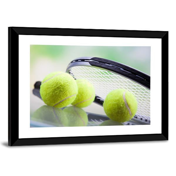 Tennis Racket &amp; Ball Canvas Wall Art-3 Horizontal-Gallery Wrap-25&quot; x 16&quot;-Tiaracle