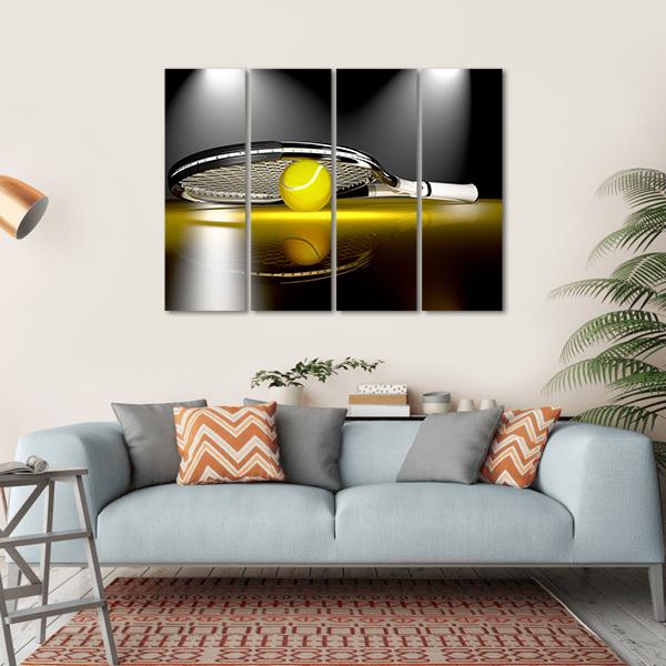 Tennis Ball Under Racket Canvas Wall Art-4 Horizontal-Gallery Wrap-34" x 24"-Tiaracle