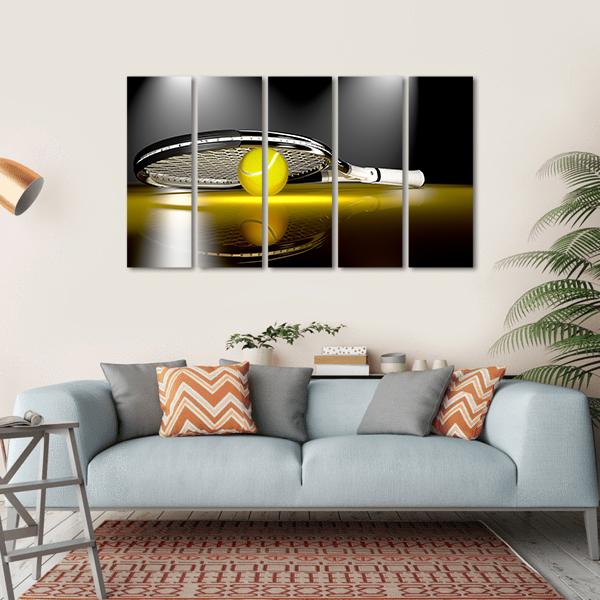 Tennis Ball Under Racket Canvas Wall Art-5 Horizontal-Gallery Wrap-22" x 12"-Tiaracle