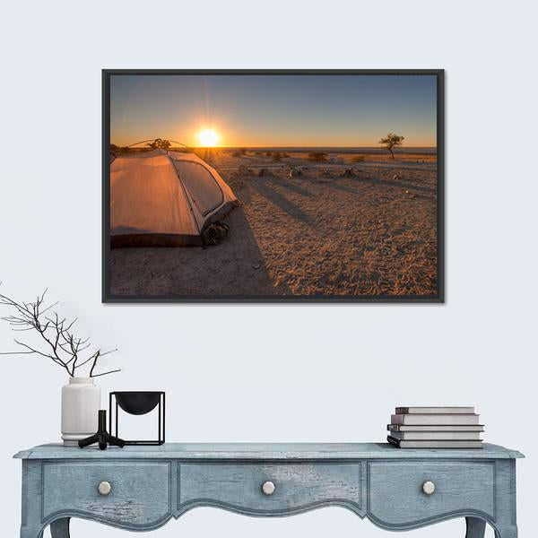 Tent In Kalahari Africa Canvas Wall Art-3 Horizontal-Gallery Wrap-25" x 16"-Tiaracle