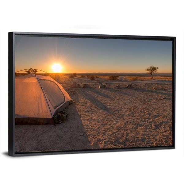 Tent In Kalahari Africa Canvas Wall Art-3 Horizontal-Gallery Wrap-25" x 16"-Tiaracle