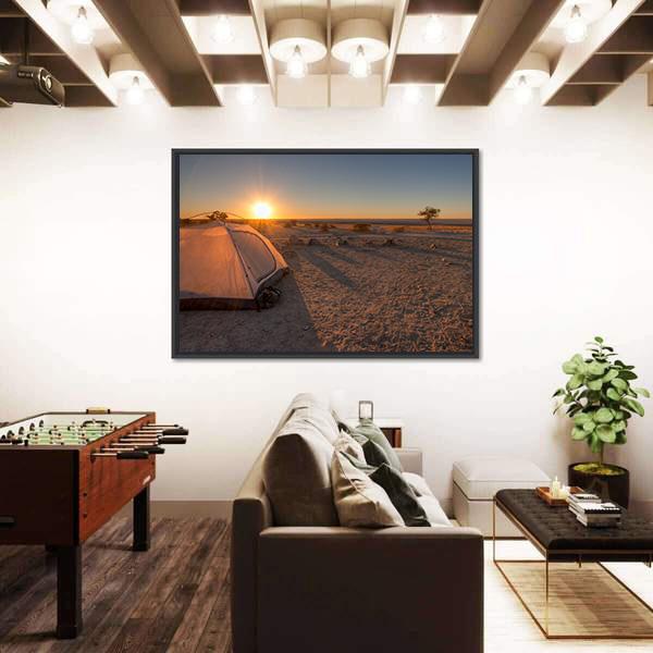 Tent In Kalahari Africa Canvas Wall Art-3 Horizontal-Gallery Wrap-25" x 16"-Tiaracle