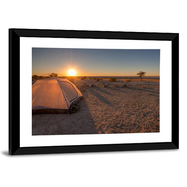 Tent In Kalahari Africa Canvas Wall Art-3 Horizontal-Gallery Wrap-25" x 16"-Tiaracle