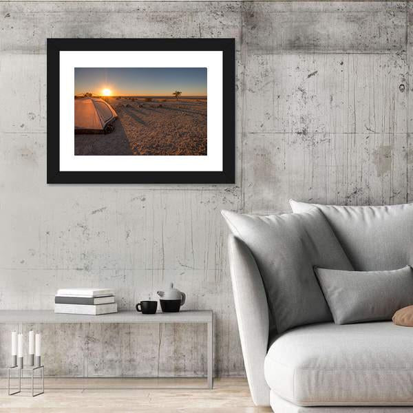 Tent In Kalahari Africa Canvas Wall Art-3 Horizontal-Gallery Wrap-25" x 16"-Tiaracle