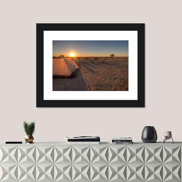 Tent In Kalahari Africa Panoramic Canvas Wall Art-1 Piece-36" x 12"-Tiaracle
