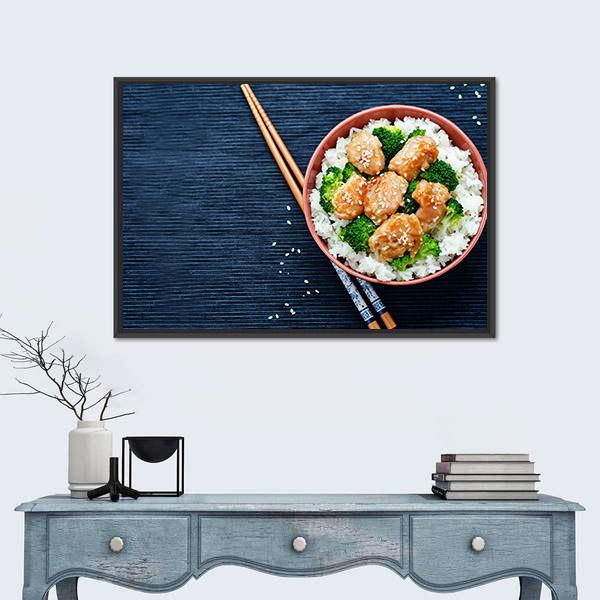 Teriyaki Chicken With Rice Canvas Wall Art-3 Horizontal-Gallery Wrap-25" x 16"-Tiaracle