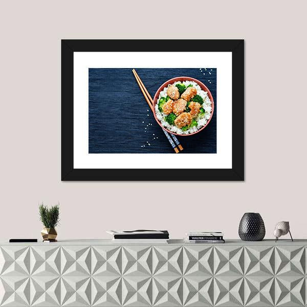 Teriyaki Chicken With Rice Canvas Wall Art-3 Horizontal-Gallery Wrap-25" x 16"-Tiaracle