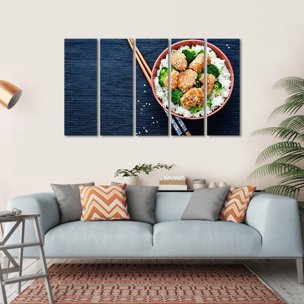 Teriyaki Chicken With Rice Canvas Wall Art-5 Horizontal-Gallery Wrap-22" x 12"-Tiaracle