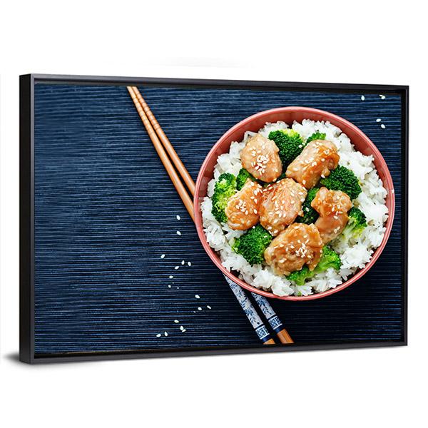 Teriyaki Chicken With Rice Canvas Wall Art-3 Horizontal-Gallery Wrap-25" x 16"-Tiaracle