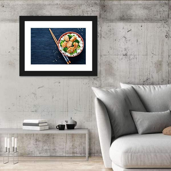 Teriyaki Chicken With Rice Canvas Wall Art-3 Horizontal-Gallery Wrap-25" x 16"-Tiaracle