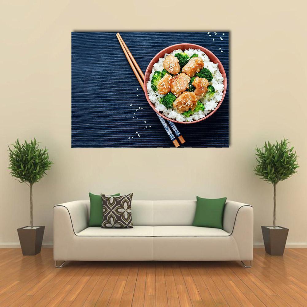 Teriyaki Chicken With Rice Canvas Wall Art-1 Piece-Gallery Wrap-48" x 32"-Tiaracle