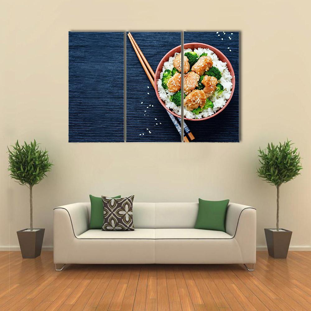 Teriyaki Chicken With Rice Canvas Wall Art-3 Horizontal-Gallery Wrap-37" x 24"-Tiaracle