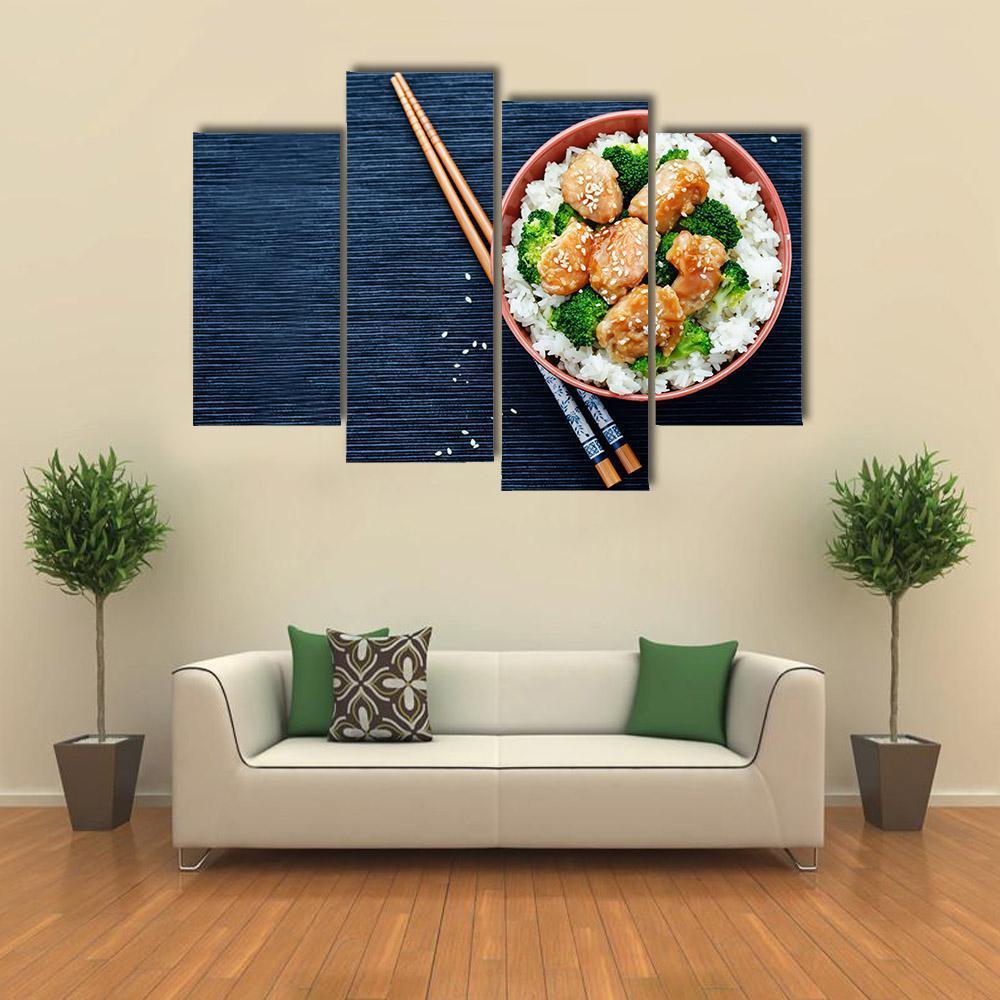 Teriyaki Chicken With Rice Canvas Wall Art-4 Pop-Gallery Wrap-50" x 32"-Tiaracle