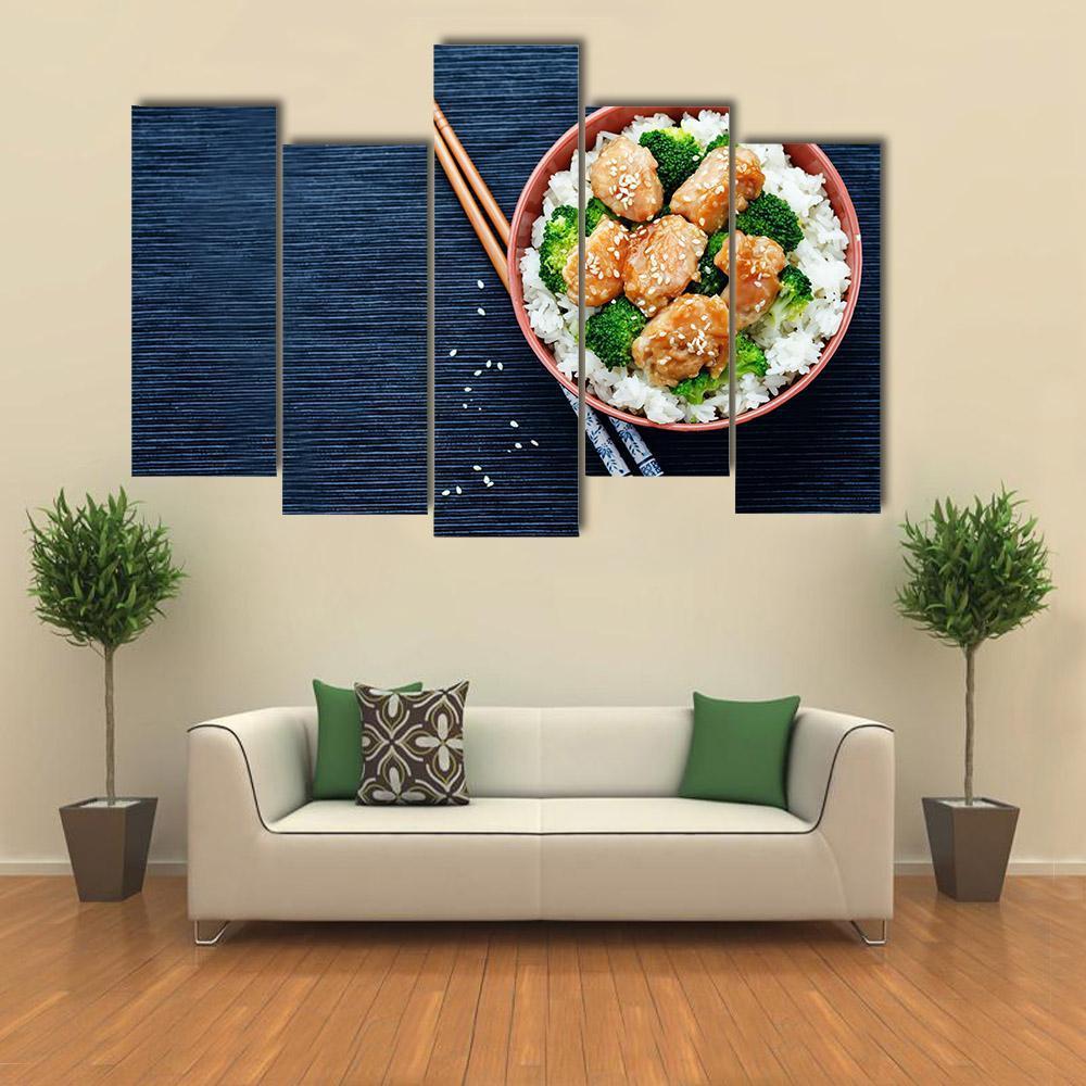 Teriyaki Chicken With Rice Canvas Wall Art-1 Piece-Gallery Wrap-48" x 32"-Tiaracle