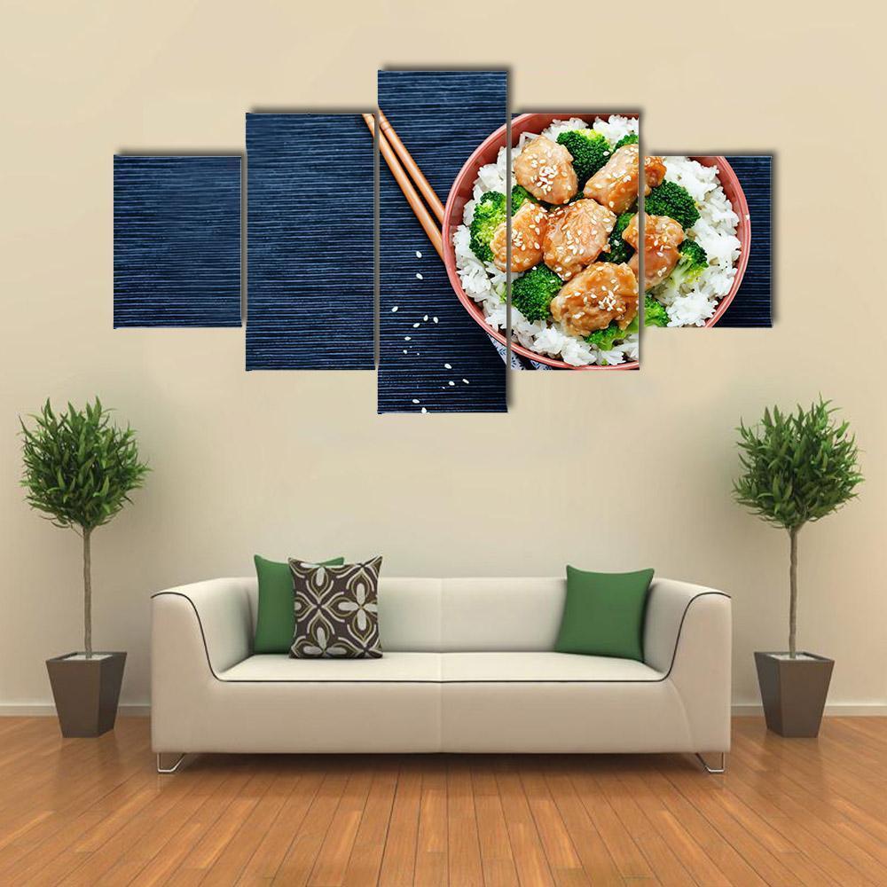 Teriyaki Chicken With Rice Canvas Wall Art-5 Star-Gallery Wrap-62" x 32"-Tiaracle